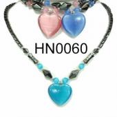 Colored Opal Beads Heart Pendant Hematite Beads Stone Chain Choker Fashion Women Necklace